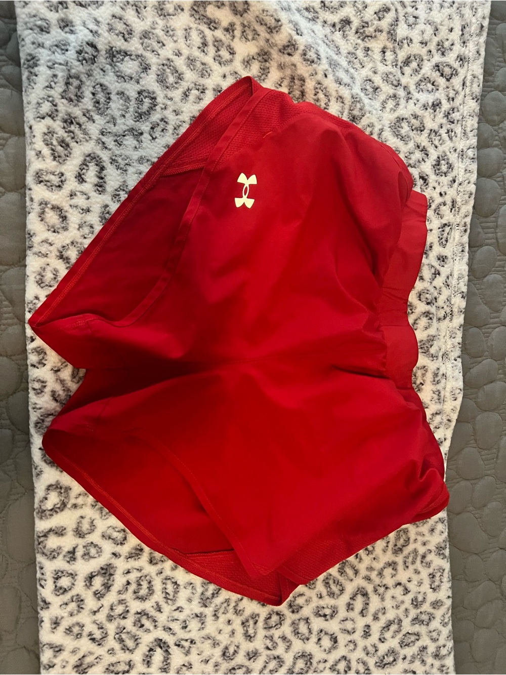 Under Armour Women's Red Athletic Shorts with Logo